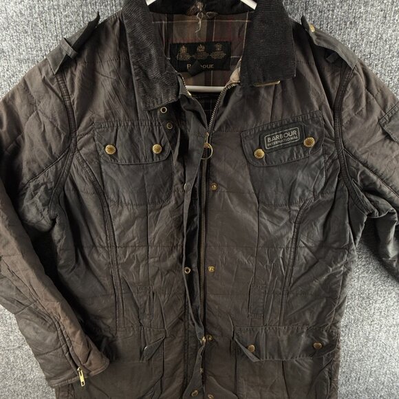 Barbour Flyweight International Waxed Quilt Jacket Women Full Zip Size 12 USA - Picture 1 of 16